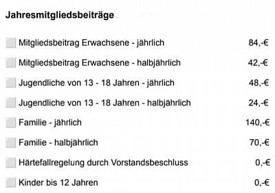 Gebühren ( Mitgliedsbeiträge)